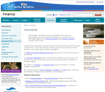 Insurance Section : Department of Finance - Screen Shot